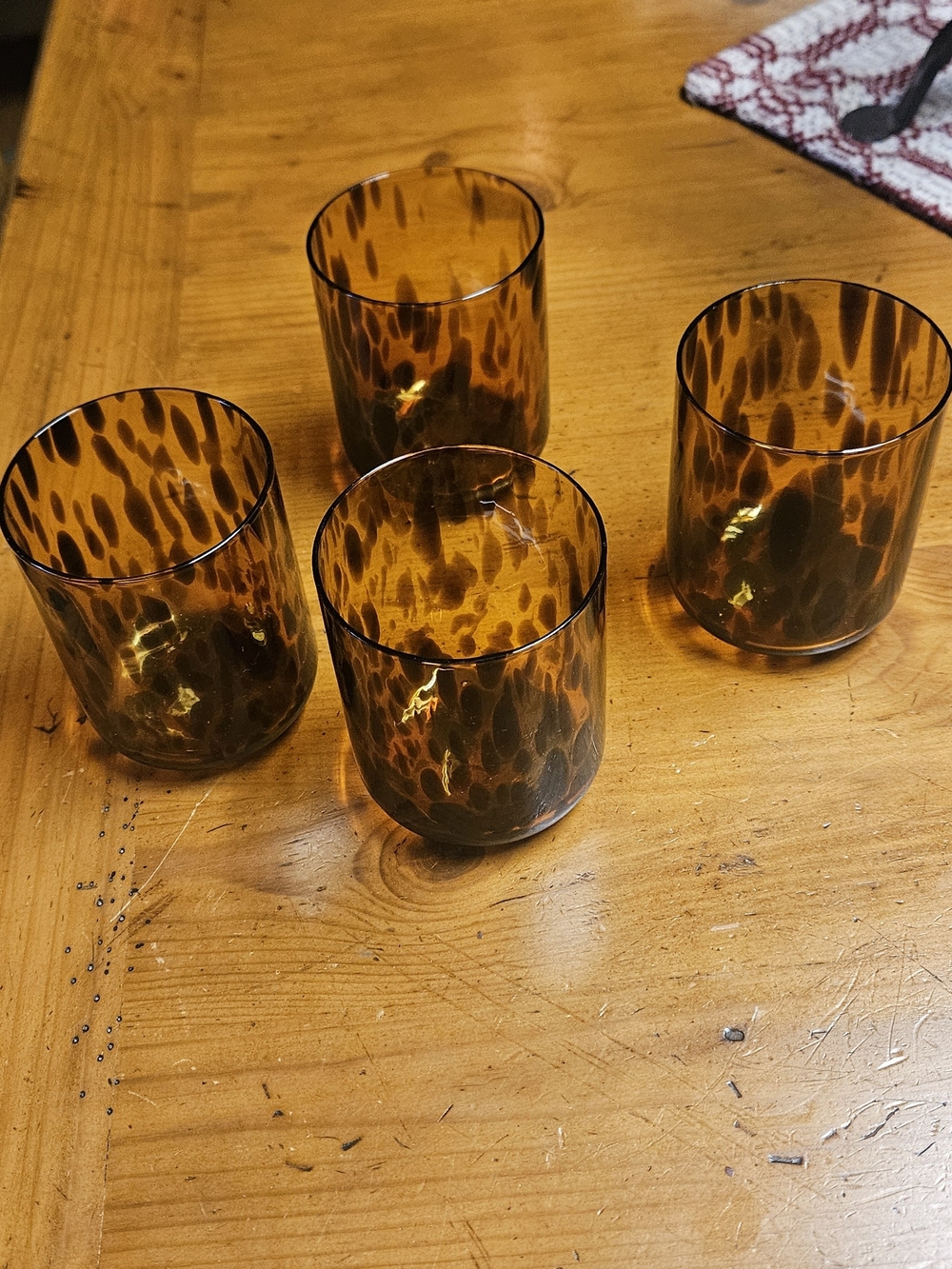 Amber Tortoiseshell Glass Tumblers - Set of 4